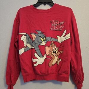 Tom and Jerry Red Extra Small Sweater Pullover‎ Long Sleeve Graphic Print